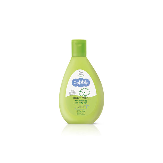 Bebble Baby Body Milk 200ml – Gentle moisturizing lotion with olive oil, panthenol, and chamomile for soft, hydrated baby skin