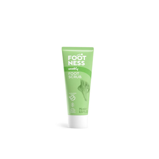 Footness Foot Scrub 75 ml – exfoliating foot scrub with pumice, lactic acid, panthenol, and tea tree for soft, refreshed skin.