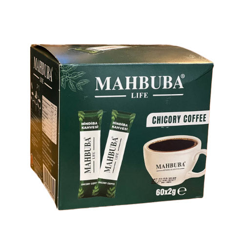 Box of Mahbuba Life Chicory Coffee 60 sachets – slimming, detox, and digestive support blend with chicory and coffee.