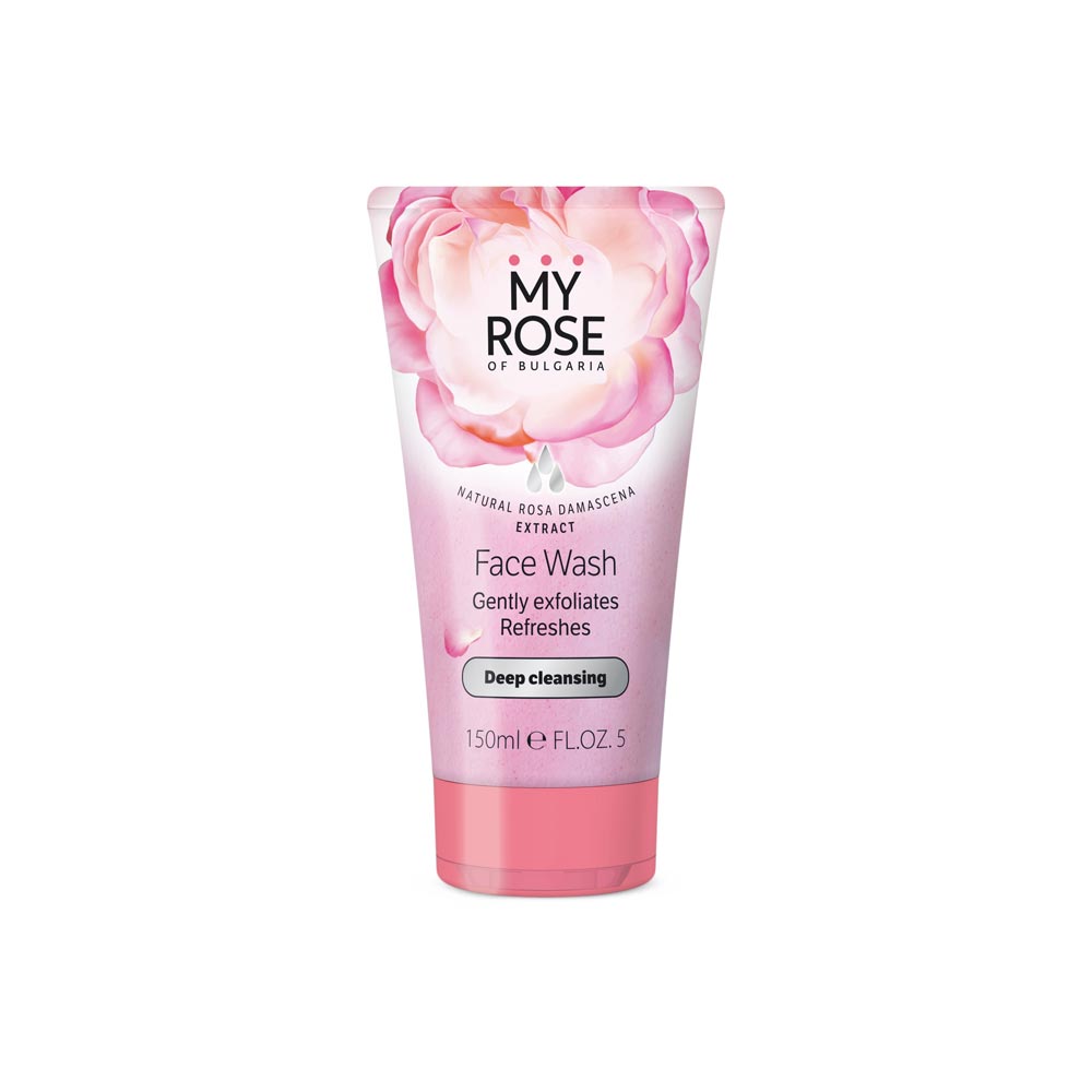 My Rose Face Wash tube with natural rose extract, exfoliating formula, and hydrating benefits – 150 ml