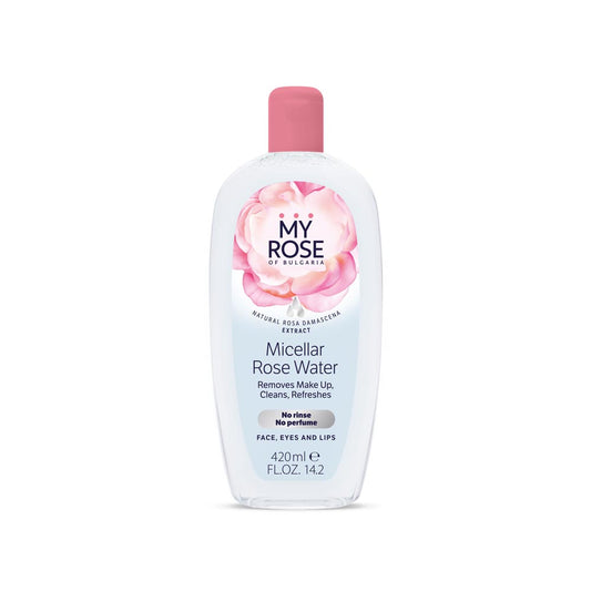 My Rose Micellar Rose Water bottle – 420 ml gentle cleanser for face, eyes, and lips